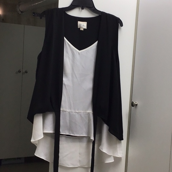 Beige by eci Tops - ONE PIECE TANK TOP THAT LOOKS LIKE TWO PIECES.  BLACK AND WHITE